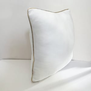 White And Gold Velvet Pillow Cover, Plush White Velvet Cushion image 3