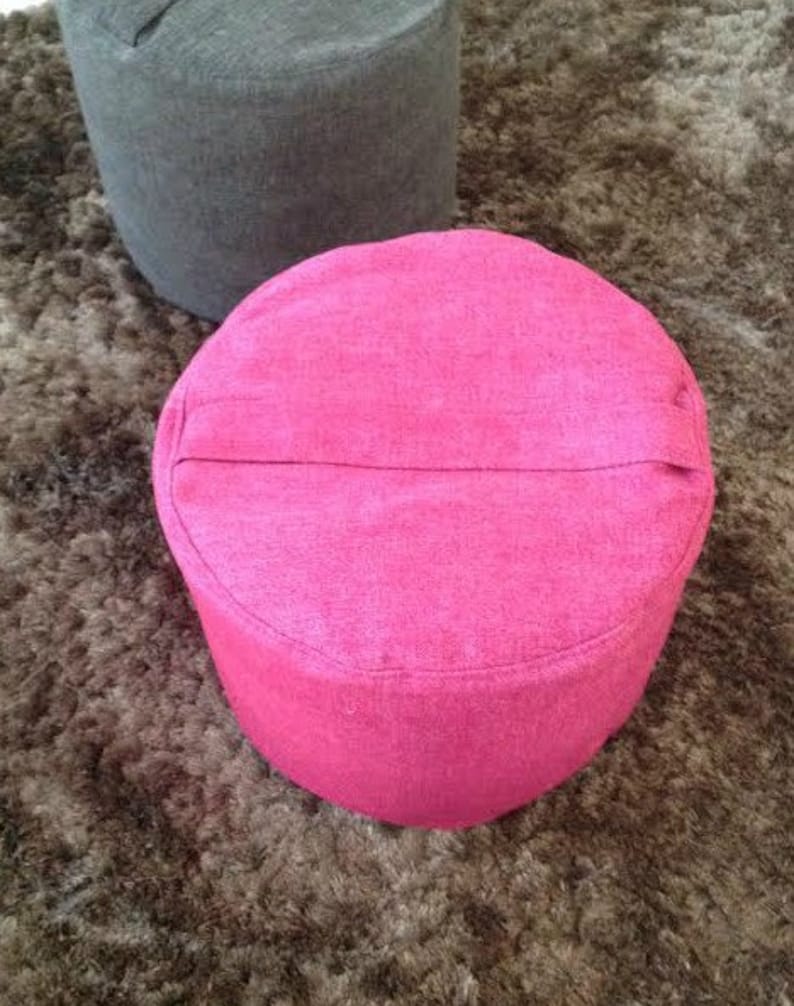 Fuchsia Round Pouf Pink Footrest Pouf Pink Ottoman Pouf Etsy