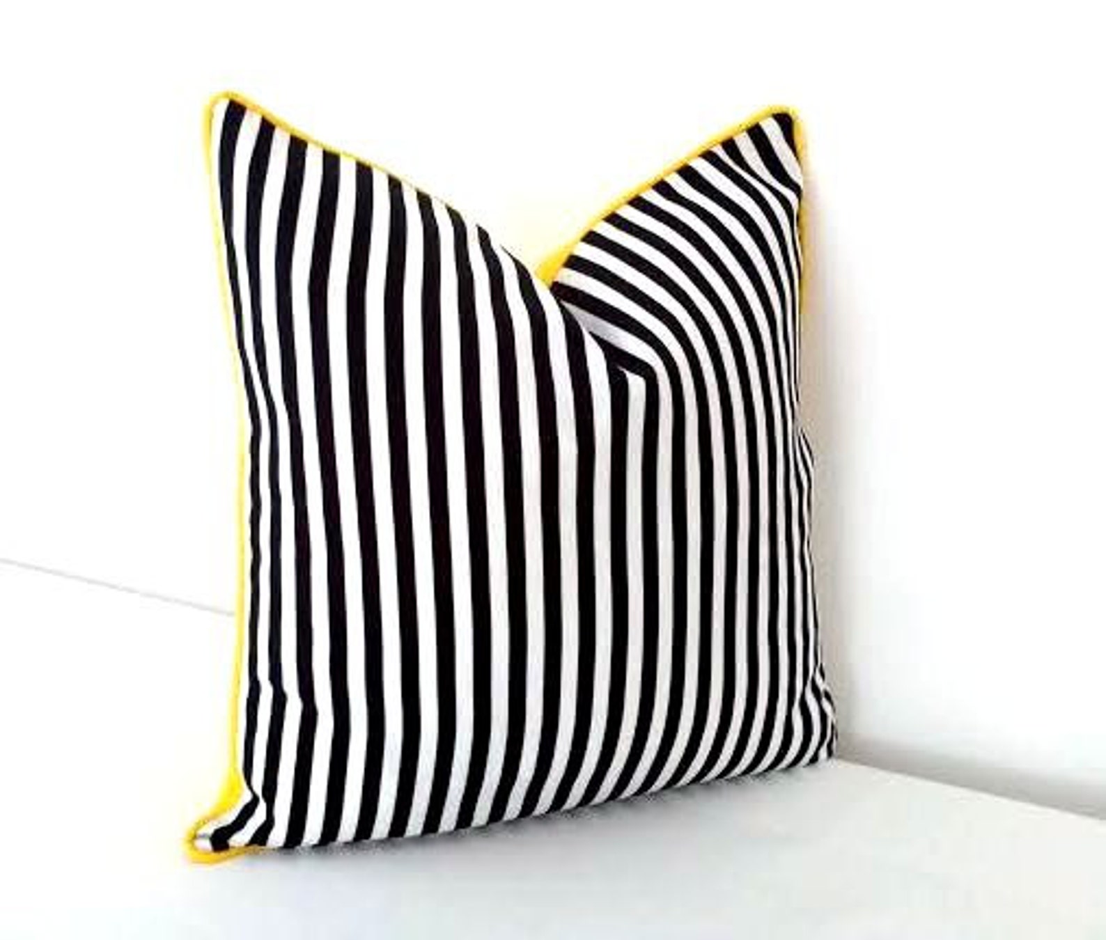 Black and White Striped Throw Pillow Cover Thin Black and Etsy