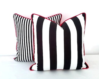 Black and White Striped Throw Pillow Cover, Wide Black and White Stripes Cushion