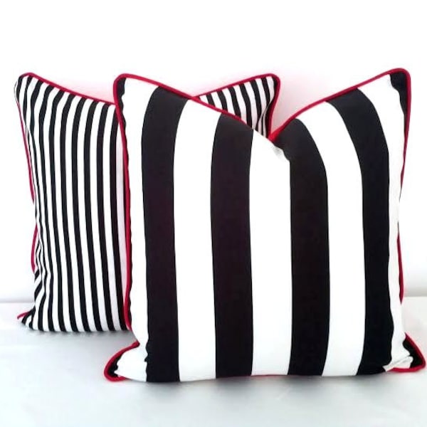 Black and White Striped Throw Pillow Cover, Wide Black and White Stripes Cushion