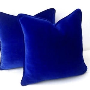 Royal Blue Throw Velvet Pillow Cover, Cobalt Blue Cushion Cover