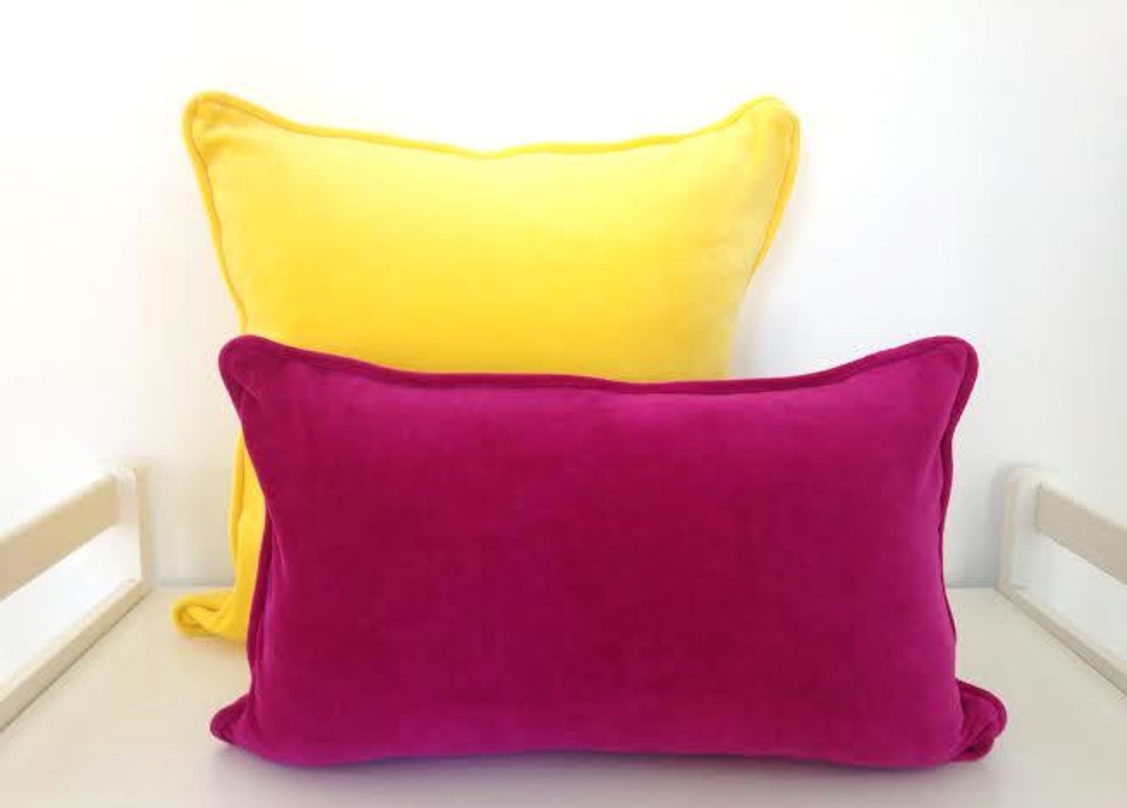 Fuchsia Velvet Throw Pillow Cover Lumbar Pink Cushion Etsy