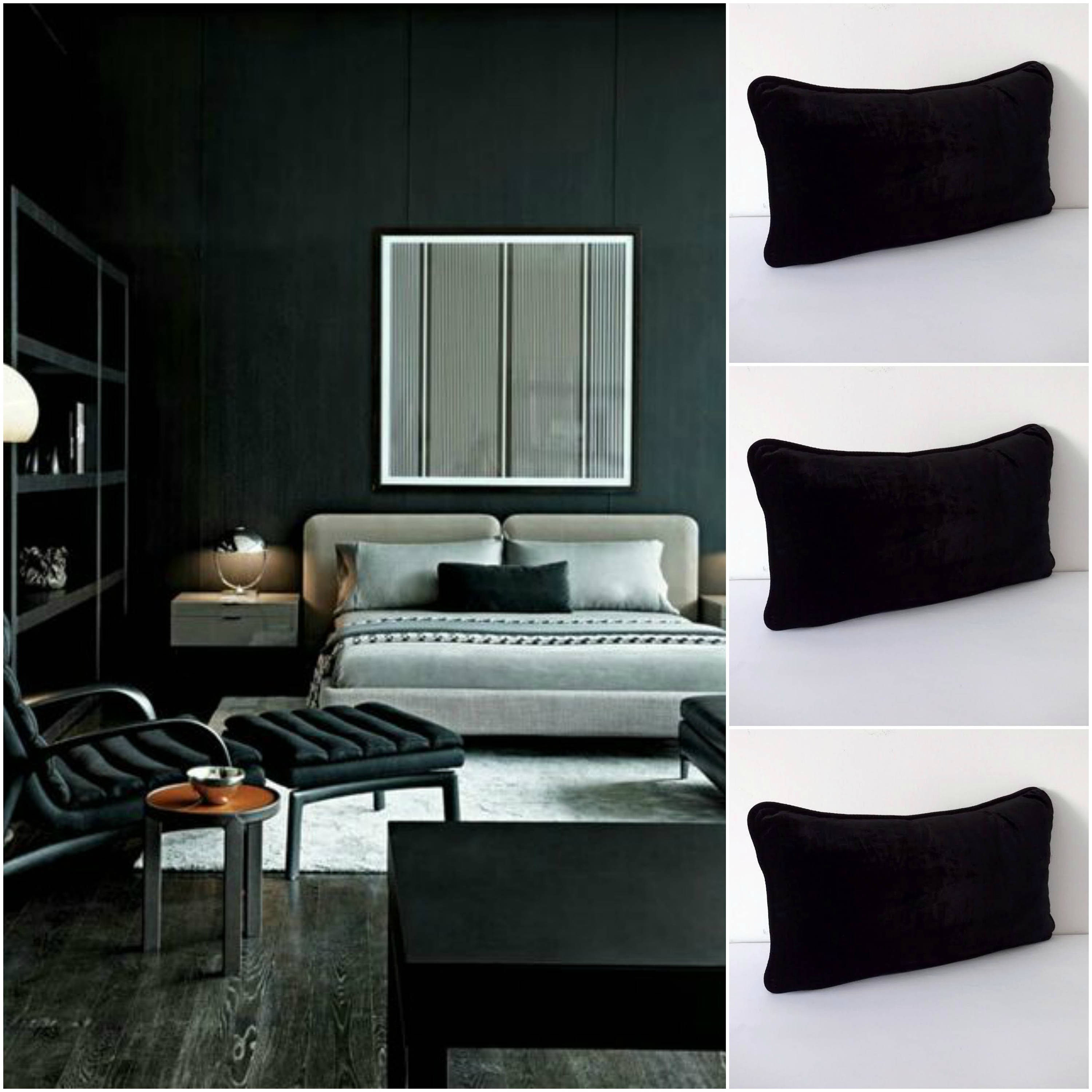 Charcoal Grey Velvet Throw Pillow Cover Dark Grey Cushion