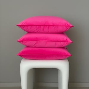 Fuchsie Samt Kissenbezug, Hot Pink Kissen, Orange Paspel