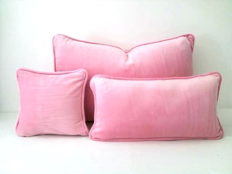 Lumbar Velvet Throw Pillow Cover Baby Pink Velvet Cushion Etsy