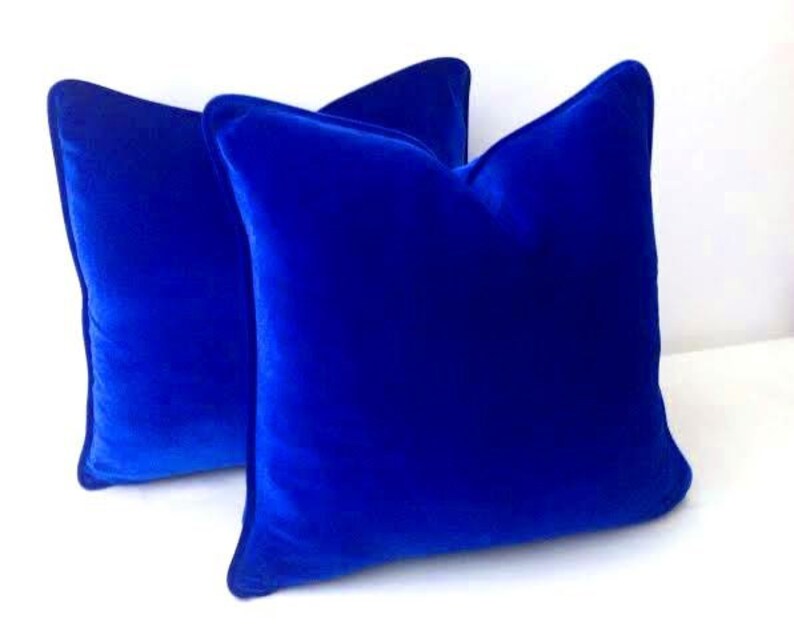 Royal Blue Throw Velvet Pillow Cover Cobalt Blue Cushion Etsy