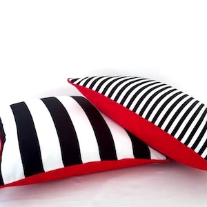 Black and White Striped Throw Pillow Cover, Narrow Black and White Stripes Cushion