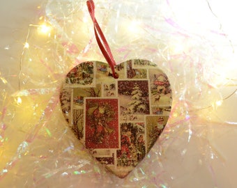 Vintage Theme Christmas Tree Decoration, Heart Decoration, Christmas Tree Ornament,