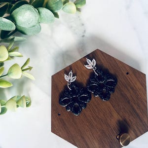 Sparkly black and silver earrings