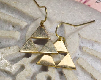 Trifroce Earrings (Gold-Plated Brass)