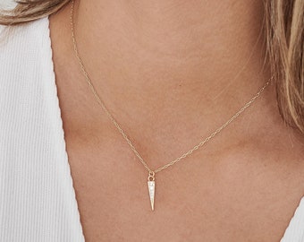 Gold Bar Necklace, CZ Vertical Bar Necklace, Wedding Gift, Cubic Zirconia Bar Charm, Gold Layering Necklace, Skinny Bar, Dainty, Valentines