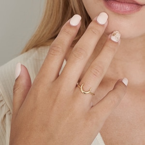 Adjustable 14K Gold Filled  Moon Ring For Women, Dainty Handmade Ring, Birthday Gifts For Her, Thin Gold Minimalist Ring for Stacking