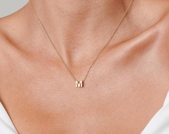 Initial Charm Necklace, Bridesmaid Necklaces, Gold Necklace Initial, Personalized Necklace, Letter Necklace, Bridesmaid Gifts