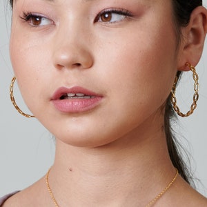 Large Hoop Earrings, Statement Earrings Lightweight, 45mm Chain Hoop Earrings, Link Hoop Earrings, Gold Filled Earrings image 3