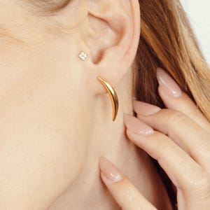Moon Studs Earrings, Gold Moon Earrings, Crescent Moon Studs, Golden Stainless Steel Moon Earrings, Dainty Stud Minimalist Gold Earrings