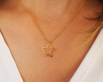 Gold Star Necklace, Celestial Jewelry, Minimalist Necklace Gold, Star Charm Necklace, Gold Star Pendant, Gift for Her, Star Jewelry