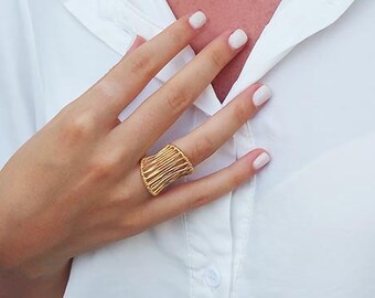 Rings For Women, Gold Statement Ring, Big Rings, Vintage Rings, Fashion Ring, Adjustable Ring, Classic Ring, Dainty Open Ring, Mesh Ring