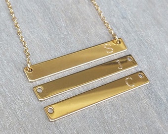 Personalized Bar Necklace, Gold Filled Initial Necklace, Customized Necklace, Simple Letter Necklace, Delicate Bar Necklace, Gifts For Her