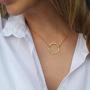 Gold Circle Necklace, Karma Necklace, Sister Birthday Gift, Eternity Necklace, Pendant Necklace, Dainty Gold Necklace, Delicate Gold Jewelry