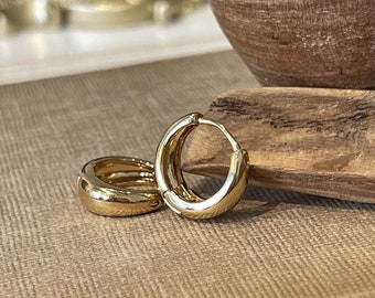 Aros gruesos dorados, aros minimalistas y llamativos (15 mm)