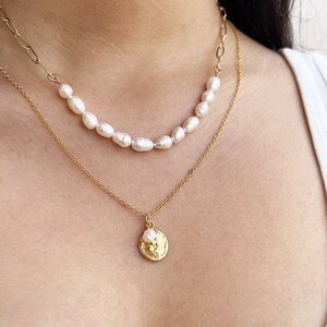 Dainty Gold Flower Necklace with Tiny Pearl Charm, Gold Flower Pendant Necklace , Valentines Jewelry Gifts image 10