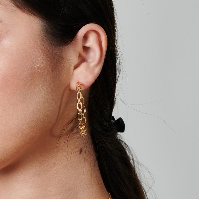 Large Hoop Earrings, Statement Earrings Lightweight, 45mm Chain Hoop Earrings, Link Hoop Earrings, Gold Filled Earrings image 7