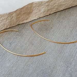 Gold Arc Ear Threaders, Open Hoop Earrings, Threader Earrings, Minimal 14K Gold Filled Hoop Earrings, Earrings For Women, Thin Open Hoops image 6