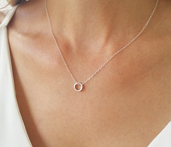 Silver Charm Necklace Tiny Circle Necklace Circle Pendant - Etsy India