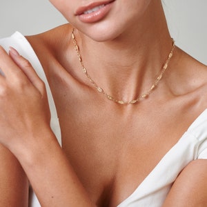Gold Chain Necklace for Layering, Vintage Necklace Style Gift for Mom, Dainty Gold Necklace, 14K Gold Filled Chain Necklace