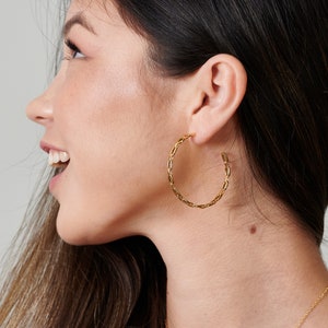 Large Hoop Earrings, Statement Earrings Lightweight, 45mm Chain Hoop Earrings, Link Hoop Earrings, Gold Filled Earrings image 4