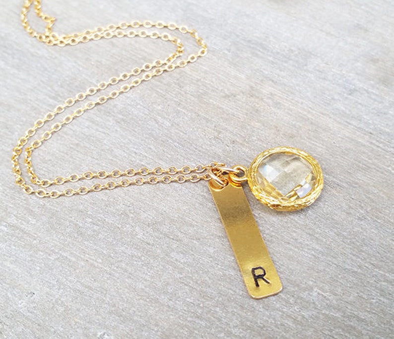 Initial Necklace Letter Charm Bar Necklace Charm Necklace Etsy