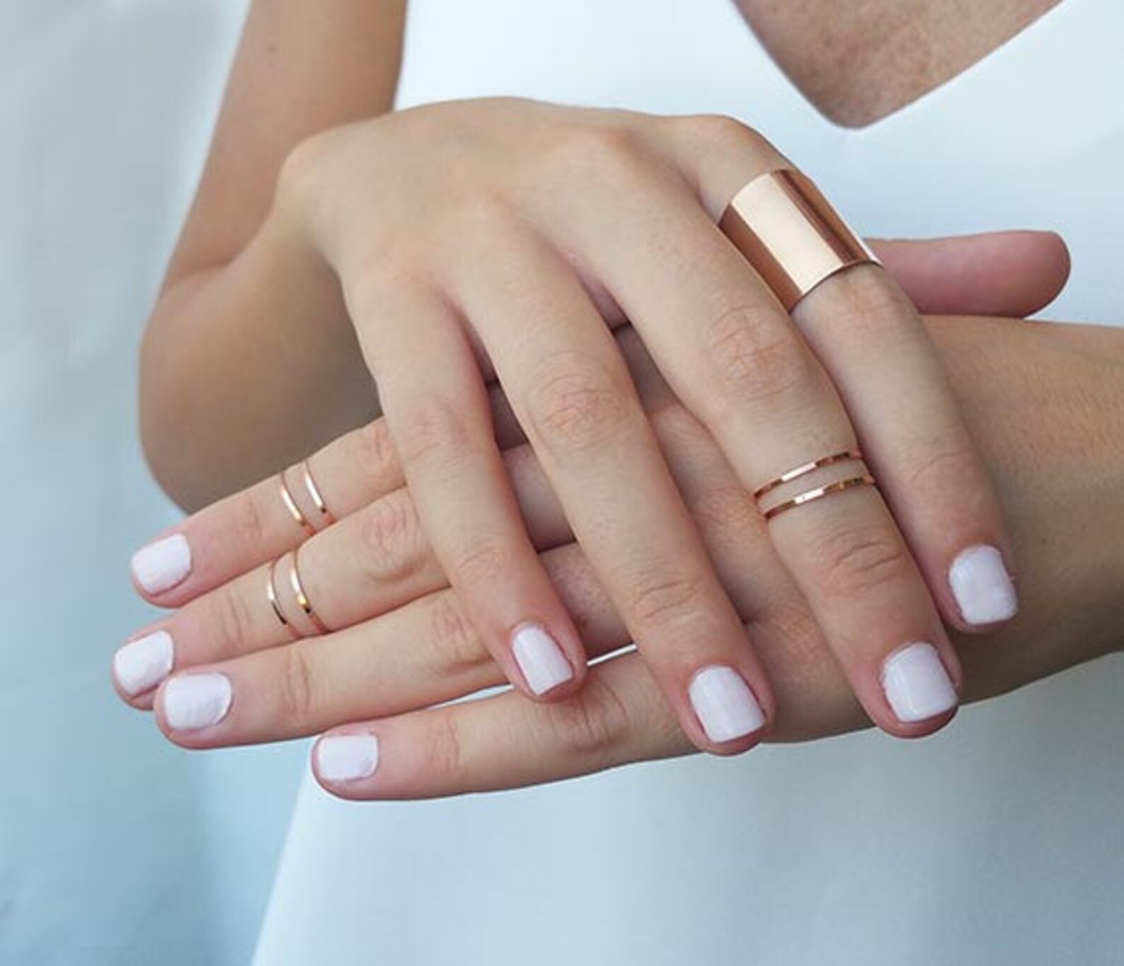 Set of 6 Rose Gold Stacking Rings With 1 Tube Ring Rose Gold Etsy