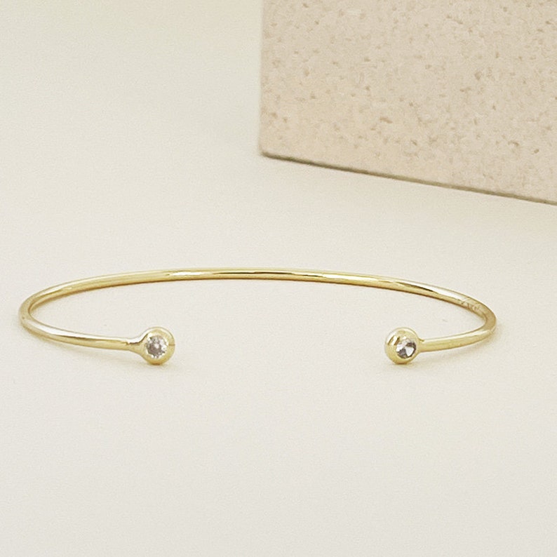 Gold Open Cuff Bracelet, Gold Cuff Bangle, Delicate Open Bangle Bracelet, Slip-on Everyday Bracelet, Thin Open Cuff Bangle In Gold image 2