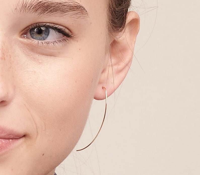 Gold Arc Ear Threaders Open Hoop Earrings Threader Earrings Etsy