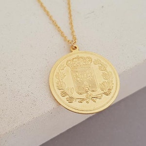 Coin Necklace, Gold Pendant Necklace, Medallion Necklace for Women, Layered Necklace, Long Gold Necklace, Handmade Gift image 6