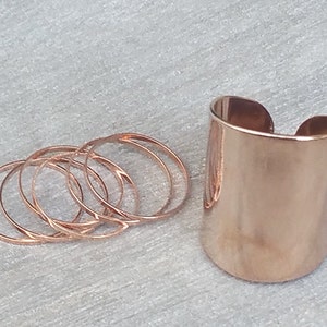Set of 6 Stacking Rings With 1 Statement Wide Ring in Silver Gold or ...