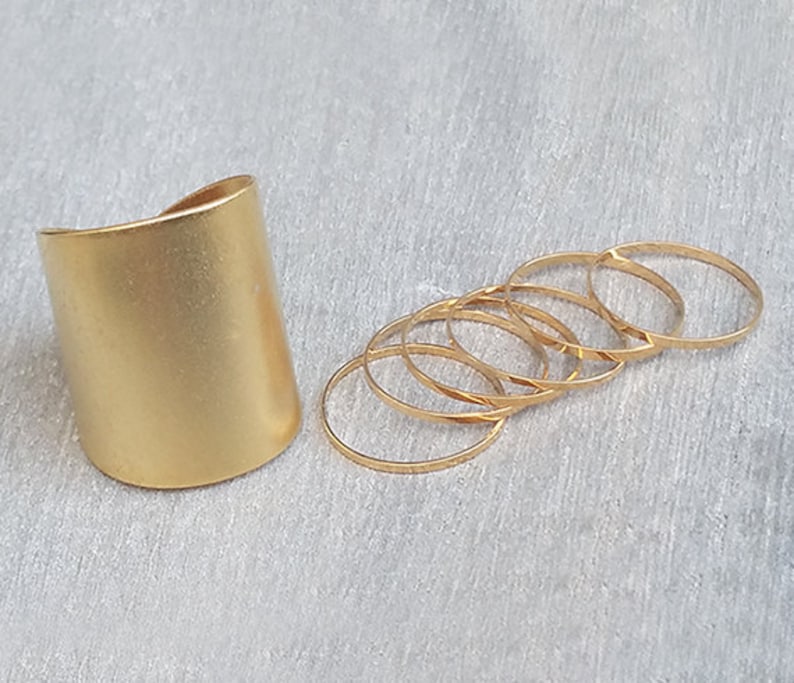 Wide Gold Stackable Rings Gold Stacking Rings Set, Wide Band, Midi Knuckle Ring - Etsy