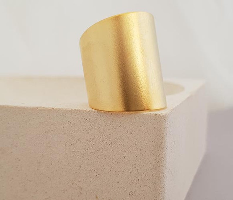 Gold Ring Wide Band Ring, Adjustable Ring, Tube Ring, Simple Big Ring, Statement Ring, Gold Accessories, Gold Jewelry image 7