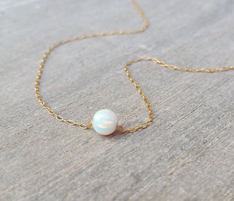 Opal Ball Necklace Gold Necklace Opal Necklace Opal Etsy