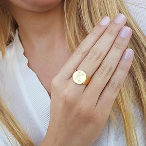 Gold Signet Ring, Personalized Initial Ring, Bridesmaid Gift, Custom Letter Ring, Engraved Letter Ring, Initial Jewelry, Custom Gift For Her image 5