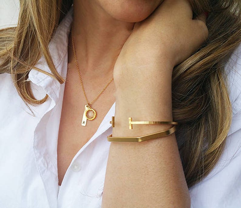 Initial Necklace Letter Charm Bar Necklace Charm Necklace Etsy