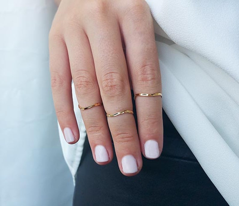 Fashion Rings, Gold Midi Rings, Unique Gifts, Small Rings, Goldfilled Stacking Rings, Gold Rings, Set of 3 Knuckle Rings, Above Knuckle Ring image 3