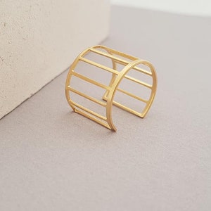 Cuff Ring, Cage Ring Gold or Silver, Sister Gift, Rings for Women, Fashion Ring, Unique Rings, Dainty Adjustable Ring, Simple Ring image 5