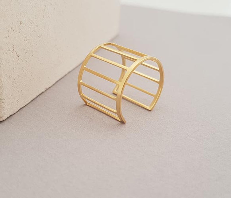 Cuff Ring, Cage Ring Gold or Silver, Sister Gift, Rings for Women, Fashion Ring, Unique Rings, Dainty Adjustable Ring, Simple Ring image 5