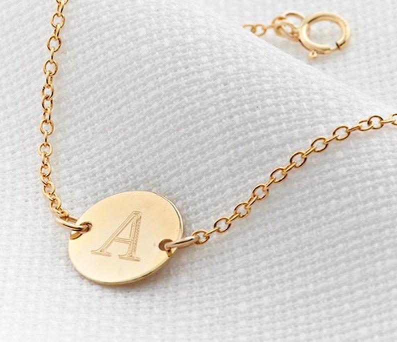 Gold Initial Bracelet Initial Charm Bracelet Gold Mom Etsy