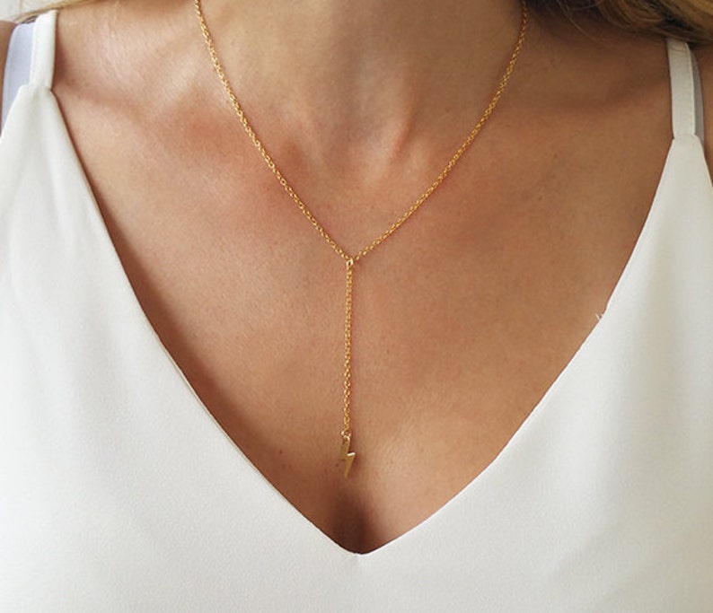 Dainty Lariat Necklace Silver Y Necklace Silver Drop Etsy