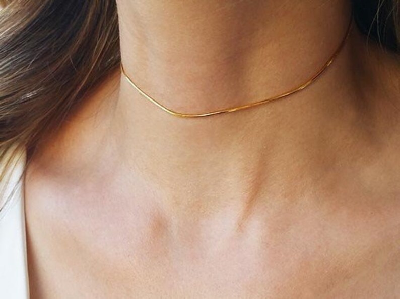 Dainty Gold Choker Collar Necklace Gold Choker Necklace Etsy UK