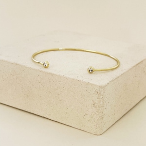 Gold Open Cuff Bracelet, Gold Cuff Bangle, Delicate Open Bangle Bracelet, Slip-on Everyday Bracelet, Thin Open Cuff Bangle In Gold image 1