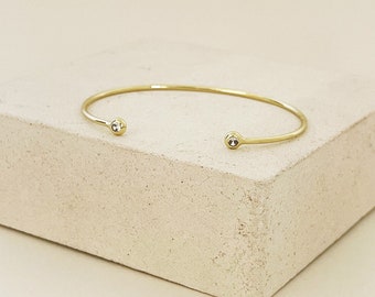 Gold Open Cuff Bracelet, Gold Cuff Bangle, Delicate Open Bangle Bracelet, Slip-on Everyday Bracelet, Thin Open Cuff Bangle In Gold